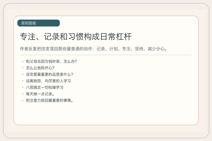 专注、记录和习惯构成日常杠杆