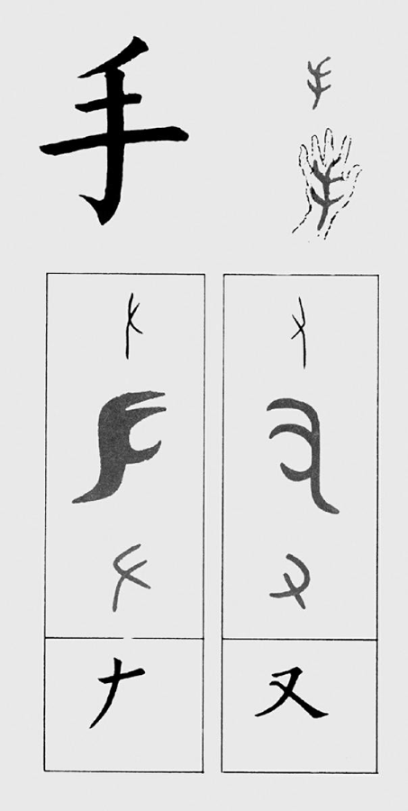 图1.5 甲骨文中的左右两个字，画的就是左右两只手