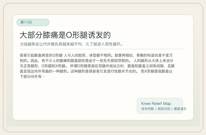 大部分膝痛是O形腿诱发的