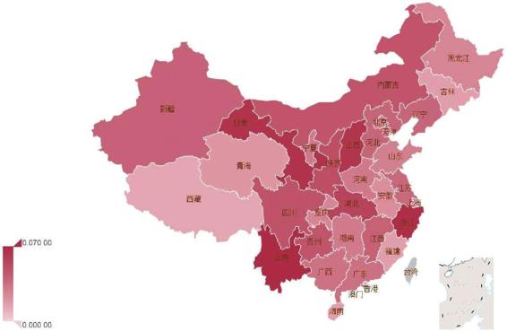 图1-3 各省衣物类消费占比