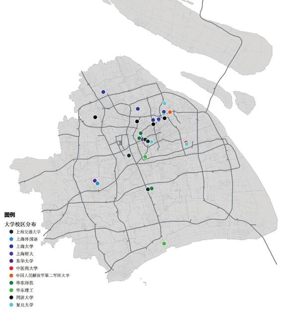 图3-113 上海985/211大学校区分布