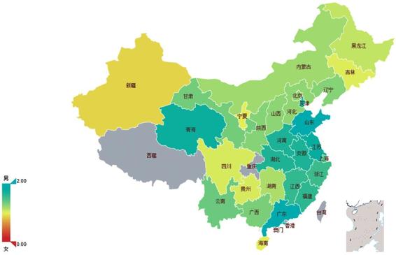 图3-123 各省在沪购房者性别比例