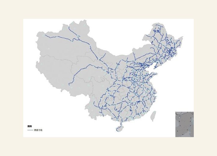 图2-21 全国铁道线路分布