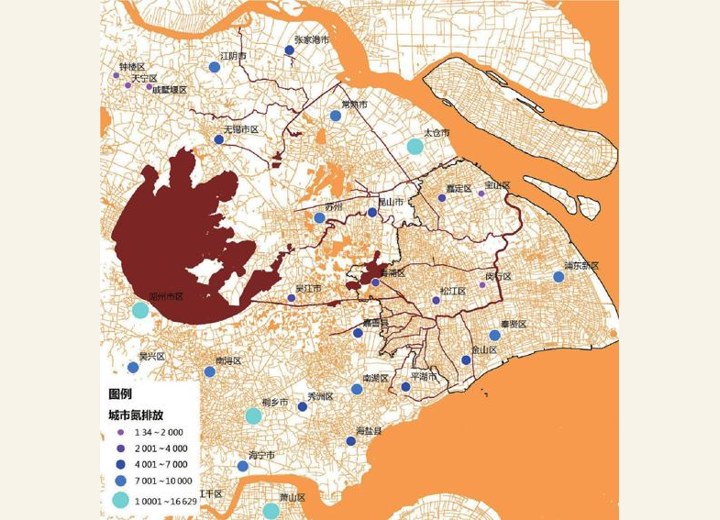 图3-53 上海周边城市氮排放情况