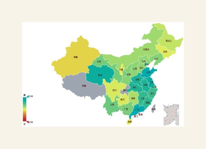 图3-123 各省在沪购房者性别比例